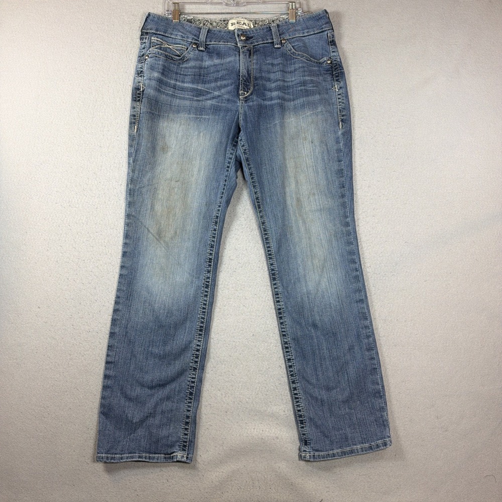 Ariat REAL Denim Women's Straight Jeans Blue Medium Wash Mid Rise Stretch 34R